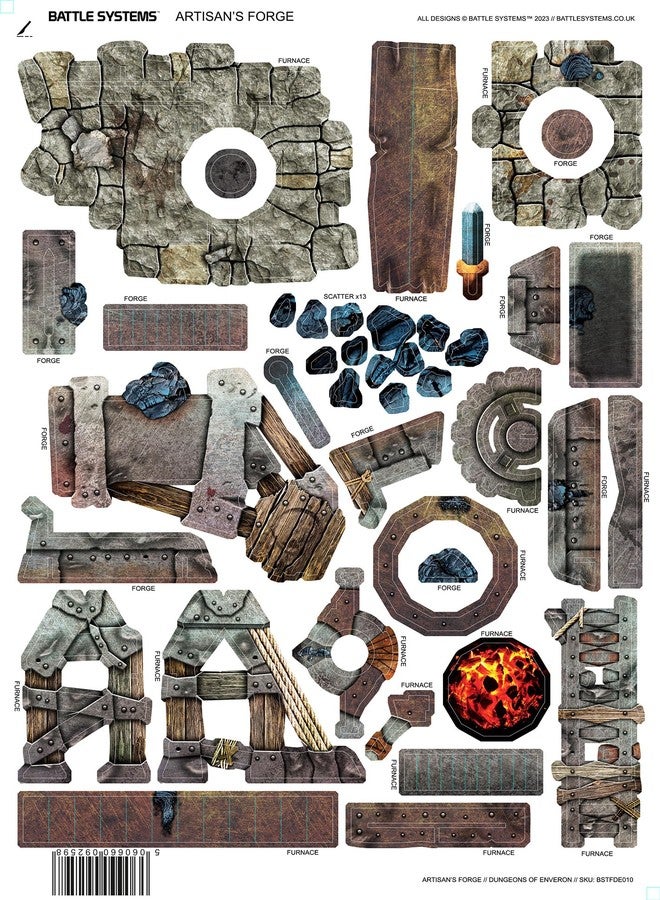 Battle Systems مجموعة تضاريس زنزانات خيالية من Artisan's Forge - تضاريس أنظمة المعارك، مناظر طبيعية غامرة لألعاب تقمص الأدوار D&D وDND وMaladum وPathfinder، مطبوعة على ورق مقوى متين عالي الجودة بألوان كاملة على الوجهين. - Image 3